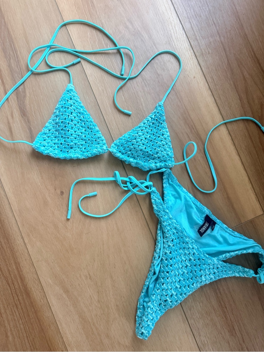 triangl swimwear Crochet Triangle Bikini in Turquoise